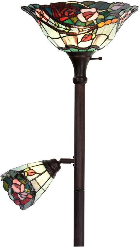 Buy Bieye L10739 Rose Flower Tiffany Style Stained Glass Torchiere