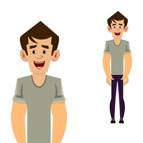 Casual Man Cartoon Character Standing Pose Vector Illustration For Your