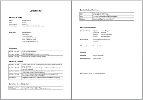 Tabellarischer Lebenslauf (Muster, Aufbau, Word-Vorlage ...