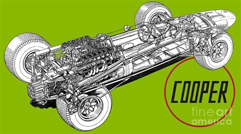 British Grand Prix Car Cooper T81 With V12 Engine Cutaway Car Art