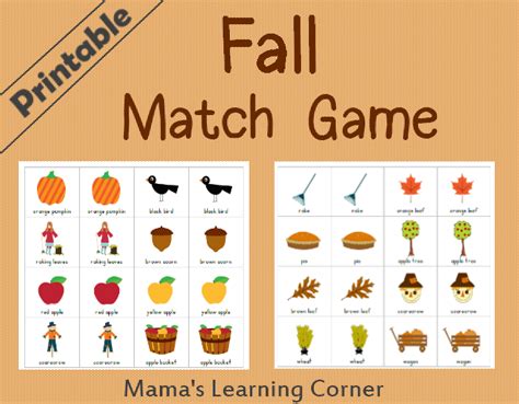 Printable Fall Match Game Mamas Learning Corner