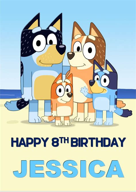 Bluey Birthday Card A5 Personalised Own Words A5 Etsy