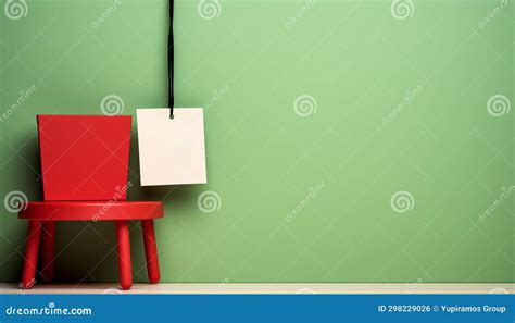 Modern Office With Empty Chair Green Poster And Wooden Table