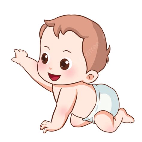 Baby Crawling White Transparent Cartoon Baby Crawling Happy Baby
