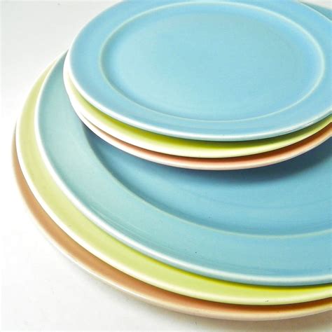 6 Lu Ray Pastel Plates Pink Blue Yellow 3 Dinner 3 Etsy Plates