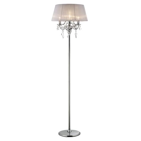 Olivia Floor Lamp With White Shade Chromecrystal Nottingham Lighting