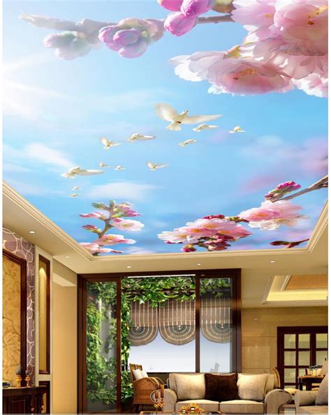 Custom 3d Mural Wallpaper Beautiful Peach Sky Ceiling Landscape Wallpaper Murals Ceilings Home