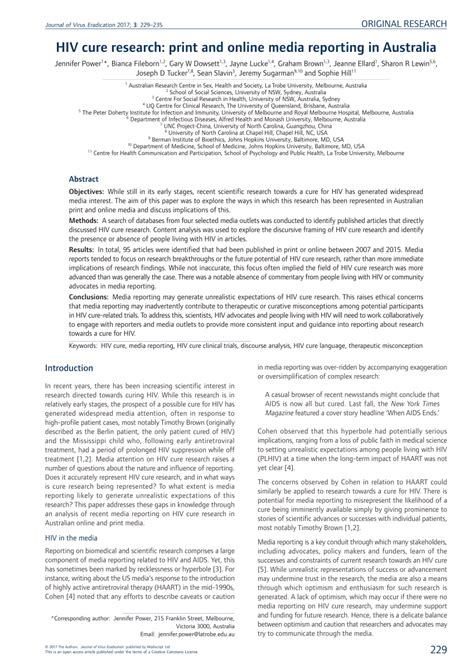 pdf hiv cure research print and online media reporting in australia