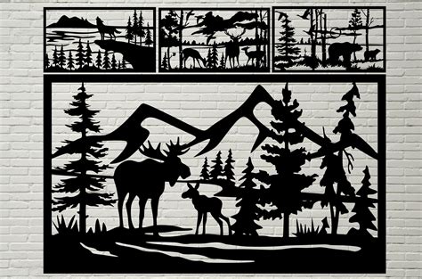 4 Wildlife Panels Dxf Stencil Svg Cut File Dxf Files For Etsy