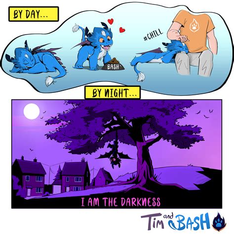 Bash's secret night life... 🦇 Tim and Bash 🔥 Issue #015! : r/cute