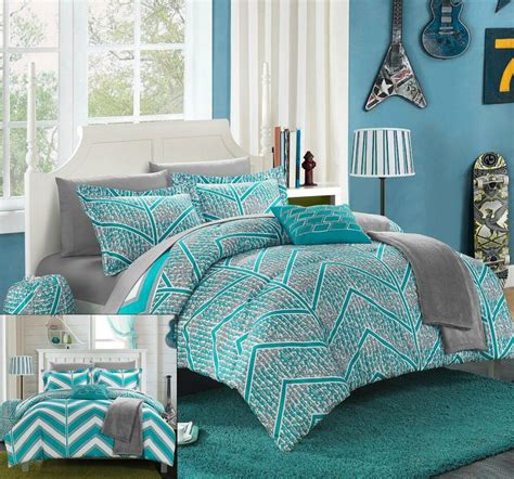 The best bedding sets for girls. FULL 10 Pc Girls COMPLETE BEDDING SET in Bag Teal Grey ...