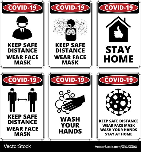 Covid19 19 Danger Signs Set Royalty Free Vector Image