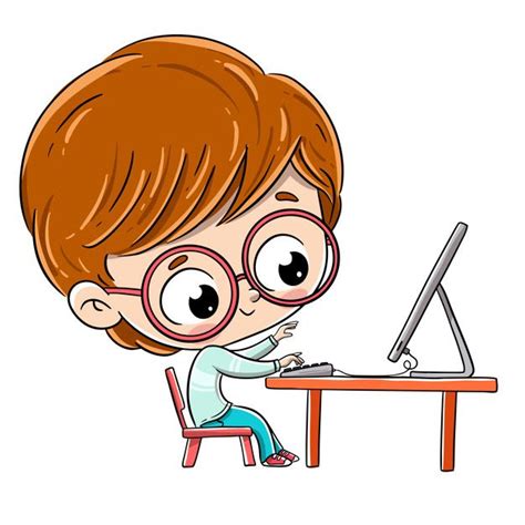 Premium Vector Boy Doing His Homework With A Computer Connected To