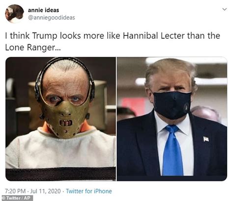 The silence of the lambs. Hannibal Lecter or Darth Vader? Trump's public mask debut ...