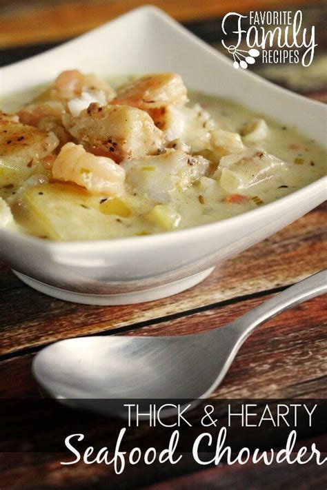 Seasoned fish, tender potatoes and a creamy broth make this the best seafood chowder ever! Thick and Hearty Seafood Chowder - | Best seafood chowder ...