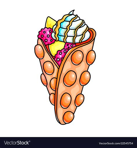 Bubble Waffle Color Hand Drawn Royalty Free Vector Image