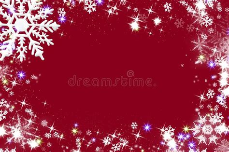 Red Christmas Border Background Card Abstract Snowflakes Holidays