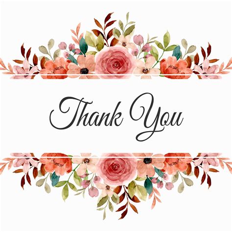 Premium Vector Thank You Card With Watercolor Flower Border