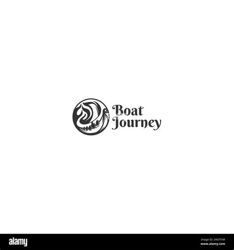 Minimalist Design Boat Journey Travel Logo Design Stock Vector Image