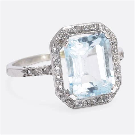 Proposing to the love of your life? Antique Edwardian 4 Carat Aquamarine Diamond Platinum Engagement Ring at 1stdibs