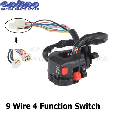 Motorcycle Atv 22mm Hand Control 9 Wires 4 Function Switches Headlight