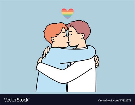 Gay Couple Hugging And Kissing Royalty Free Vector Image