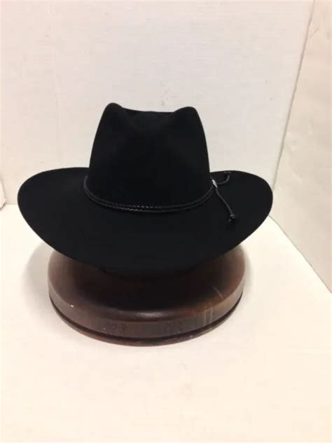 Stetson Cowboy Hat 6x Beaver Fur Black Carson With Free Hat Brush