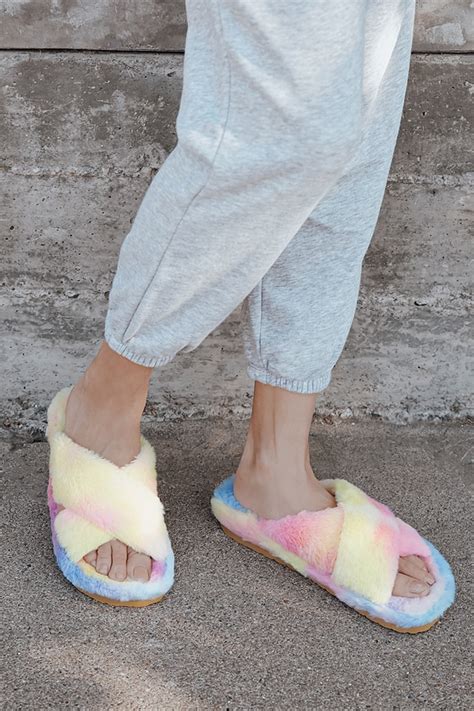 Complete your look with our must have bags. Steve Madden Fuzed Tie-Dye - Faux Fur Slippers - Slide ...