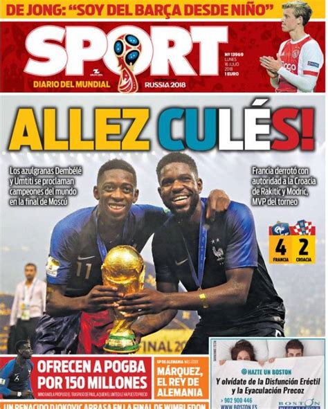 Maybe you would like to learn more about one of these? La une d'un journal sportif espagnol : france