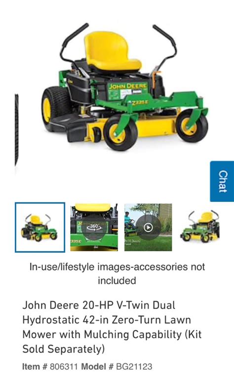 John Deere 20 Hp V Twin Dual Hydrostatic 42 Inch Zero Turn Riding Lawn