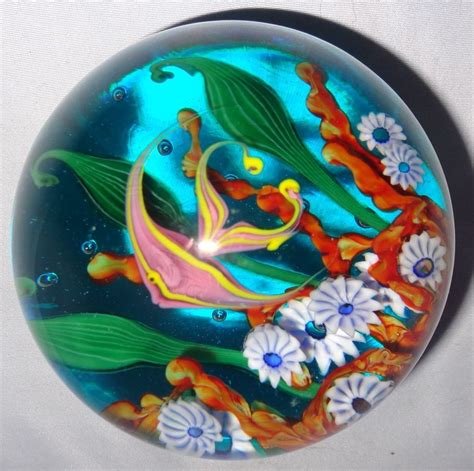 Steven Lundberg Coral Reef Scene Art Glass Paperweight Large And Very Special Glass