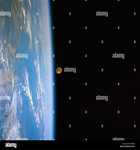 Moonrise Over The Earth View From Space Stock Photo Alamy