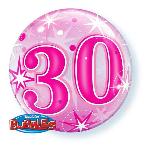 Qualatex 22 Pink Starburst Sparkle Birthday Bubble Balloon