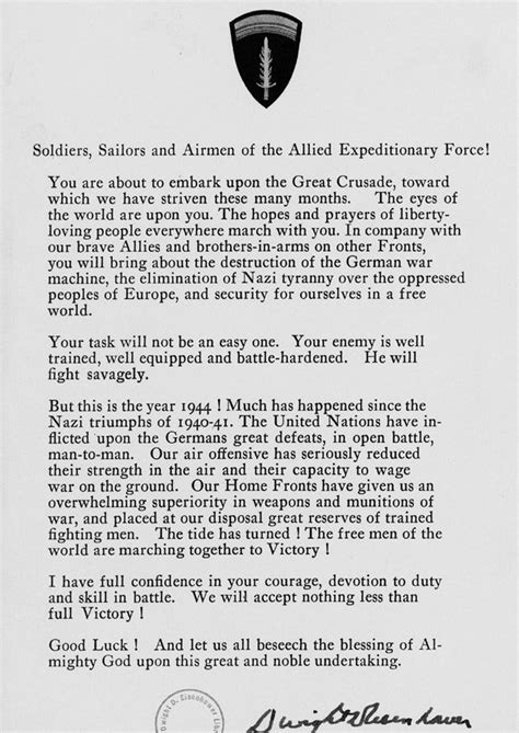 The Letter That General Dwight D Eisenhower Sent To His Commanders For