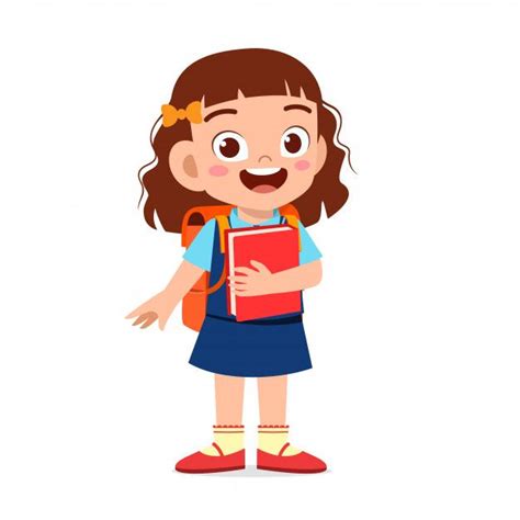 Premium Vector Happy Cute Kid Girl Ready To Go To School Cute Kids