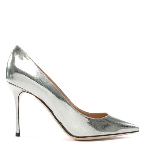 Sergio Rossi Godiva Silver Metallic Suede High Heel Court Shoes Save 65 Lyst