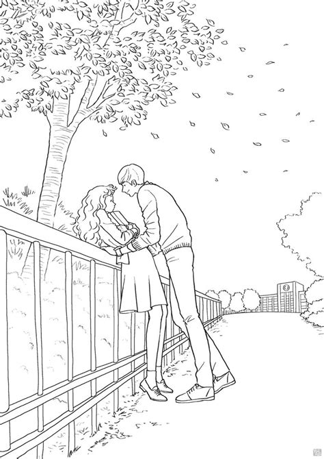 Adult Colouring Page Printable Colouring Pages A4 Size300dpi  Filelovely Couple Yalzza Etsy