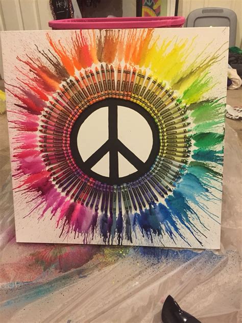Diy Peace Sign Melted Crayon Art Wannabe Interior