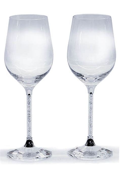 Swarovski Set Of Two Crystalline Wine Glasses In White Beyond The