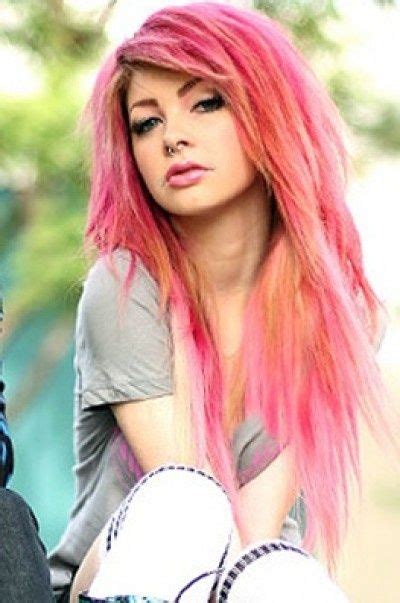 Pink Emo Hairstyle Haar Styling Pfirsich Haar Haarschönheit