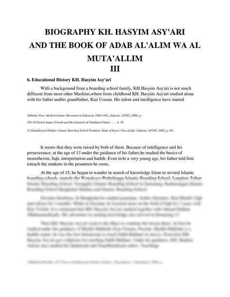 SOLUTION Biography Kh Hasyim Asy Ari And The Book Of Adab Al Alim Wa