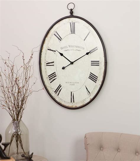 Large Oval Wall Clock 36 H X 235 W 15 D Brown