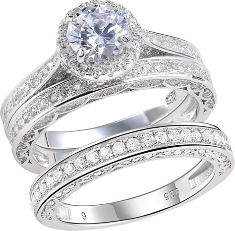 Newshe 24ct Wedding Rings For Women Engagement Ring Set