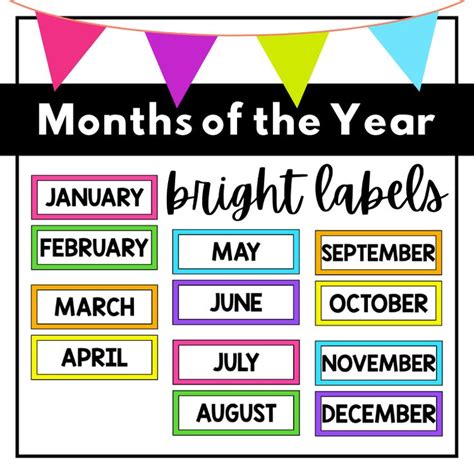 Months Of The Year Labels Classroom Calendar Labels Calendar Time