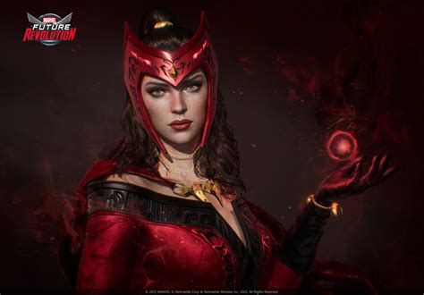 Wallpaper Minsu Kim Cgi Women Marvel Comics Scarlet Witch Red Clothing Tiaras Orb