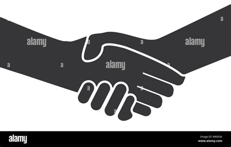 Simple Flat Black And White Handshake Icon Or Symbol Vector