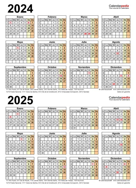 Calendario 2024 2025 En Word Excel Y Pdf Calendarpedia