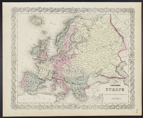 Coltons Antique Map Of Europe 1860s