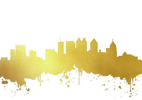 Atlanta Skyline Gold Ii Digital Art By Erzebet S Pixels