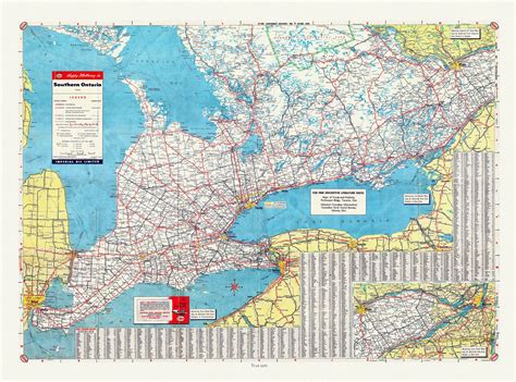 Road Map Of Southern Ontario 1955 Map On Heavy Cotton Canvas 22x27